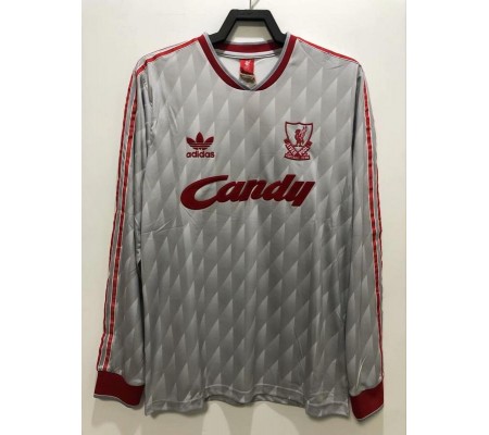 Liverpool 89/91 Away Grey Long Sleeve Soccer Jersey